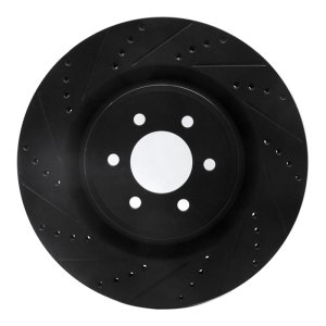 Dodge Viper Brake Rotor (1) - Front Left - R1 Concepts - Drilled & Slotted - Black - `03-`17